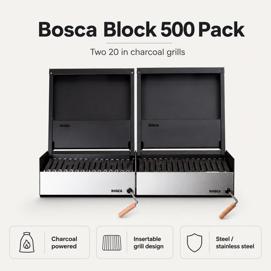 Bosca Pack Block 500 20" + Block 500 20" Built-in Charcoal Grill | BOSCA