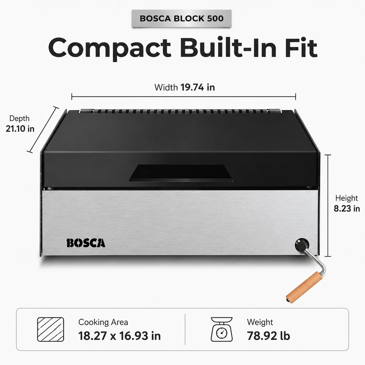 Bosca Block 500 - 20 Inch Built In Wood Fired Grill | BOSCA