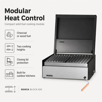 Bosca Block 500 - 20 Inch Built In Wood Fired Grill | BOSCA