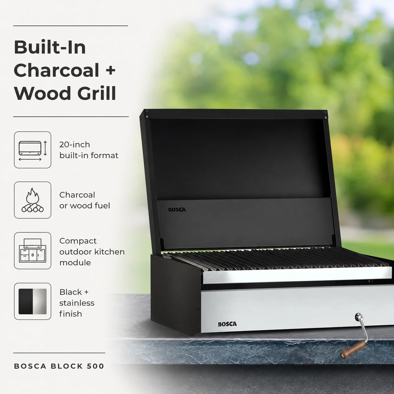 Bosca Block 500 - 20 Inch Built In Wood Fired Grill | BOSCA