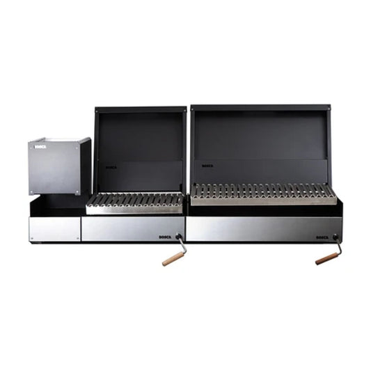 Bosca Pack Block Wood Brazier 250 + Block 500 20" Built-in Charcoal Grill + Block 750 30" Built-in Grill | BOSCA