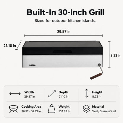 Bosca Block 750 - 30 Inch Built In Wood Fired Grill | BOSCA