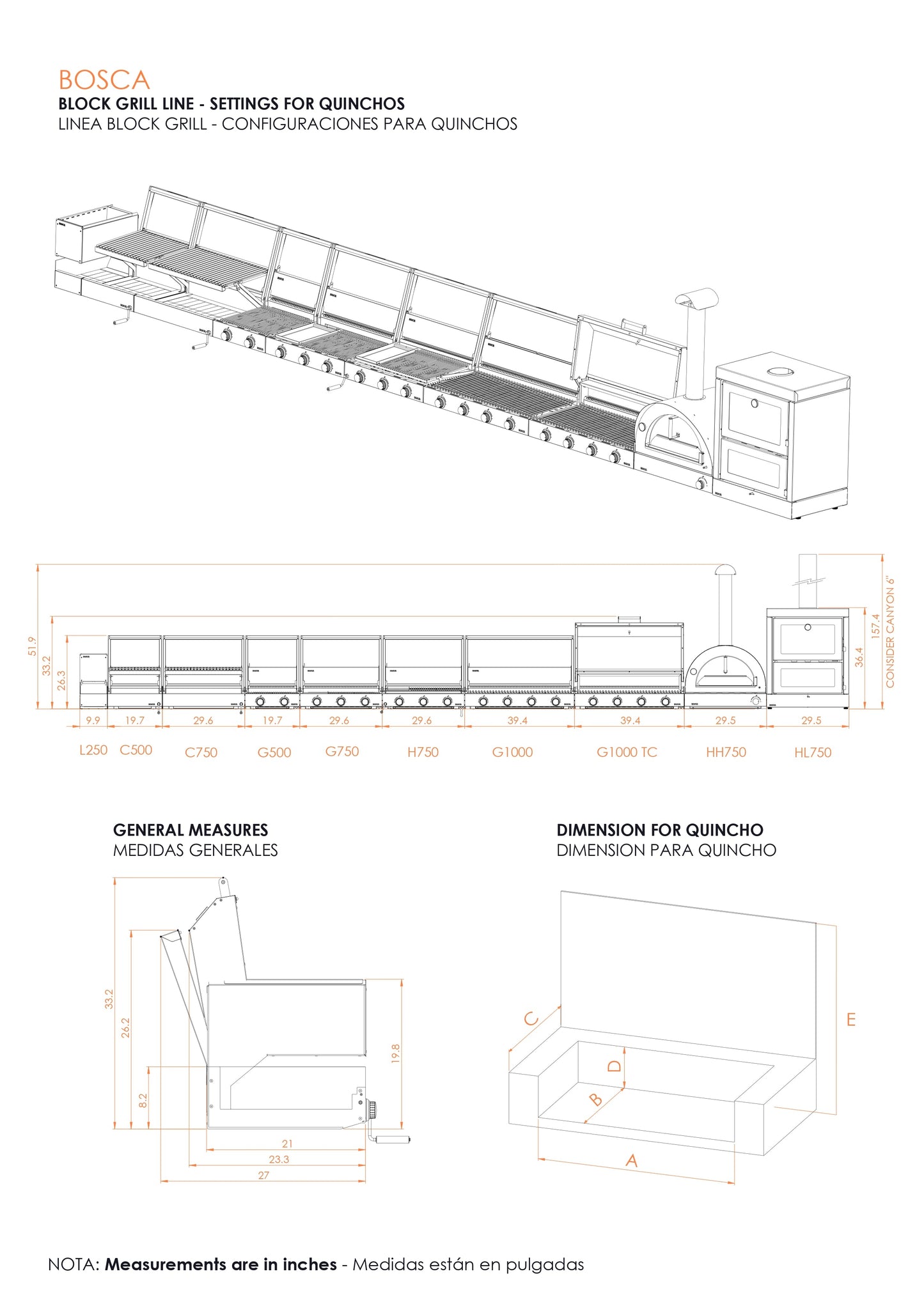 Bosca Block 500 Built-In Gas Grill