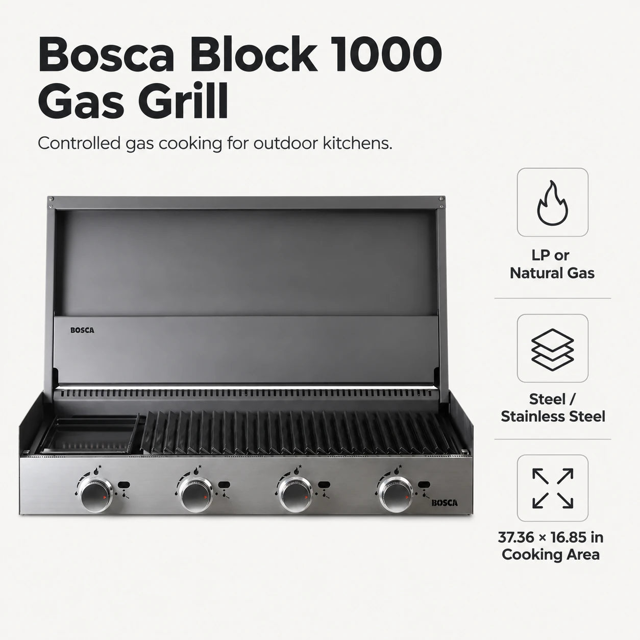 Bosca Block 1000 Built-In Gas Grill | BOSCA