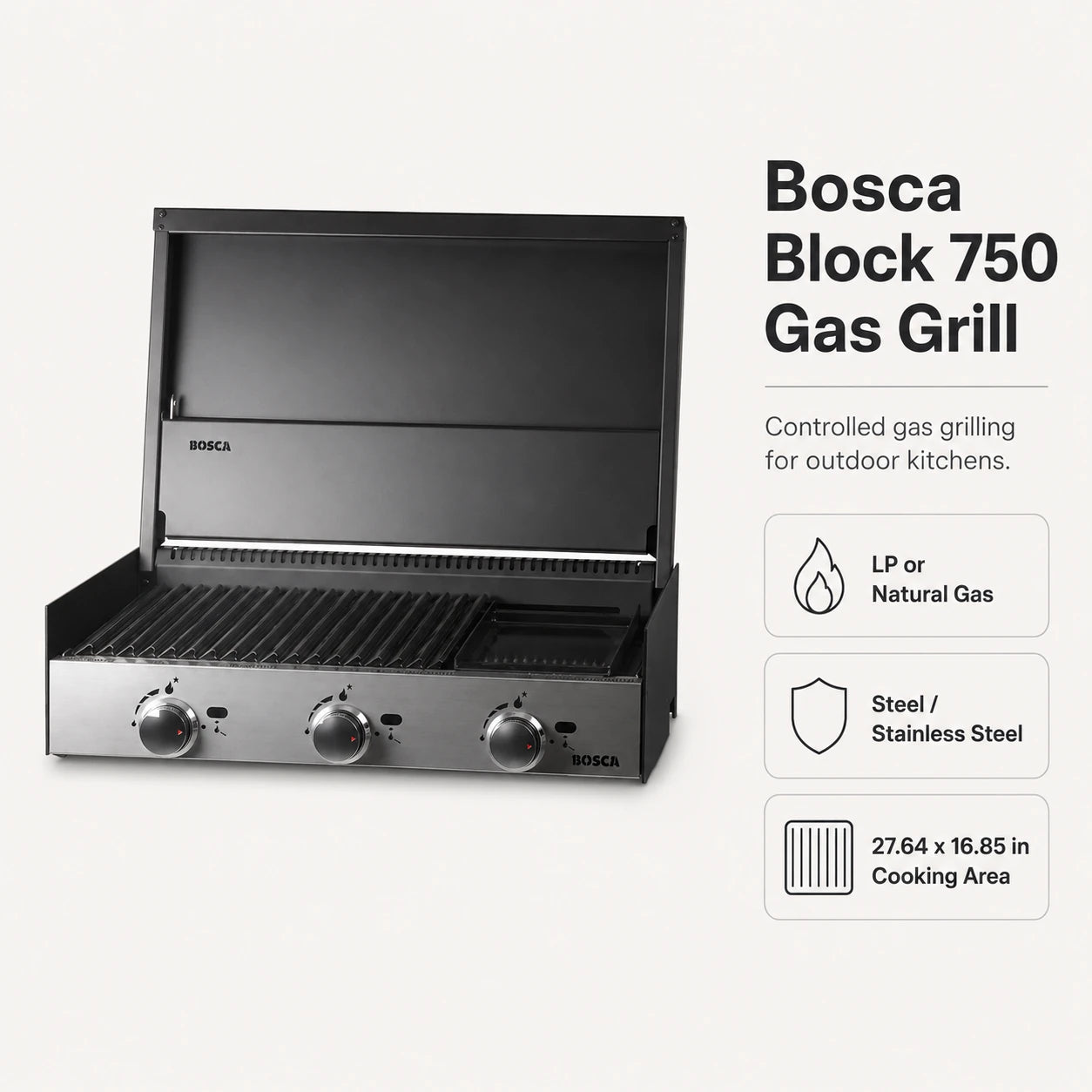 Bosca Block 750 Built-In Gas Grill | BOSCA