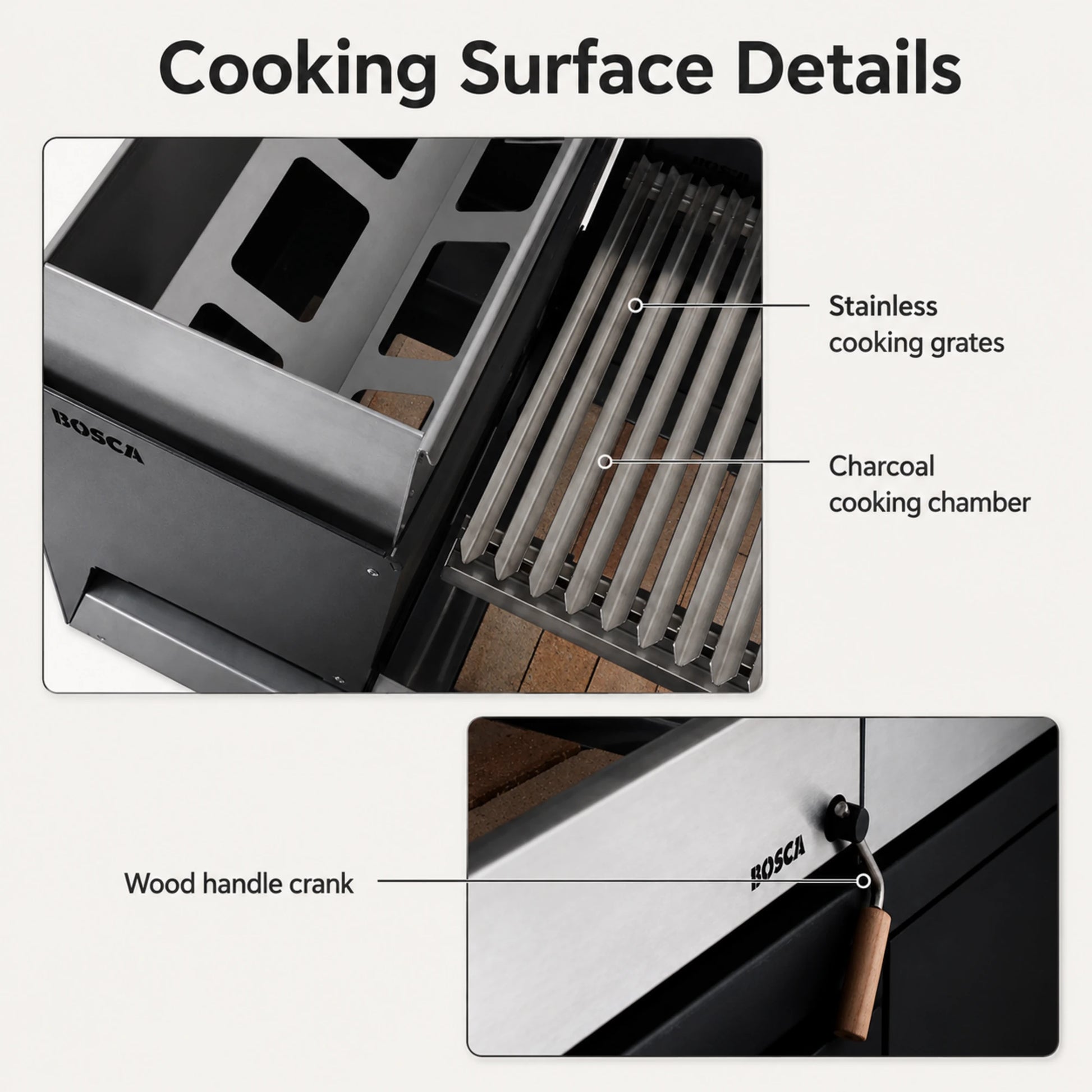 Bosca Block Wood Brazier 250 + Block 500 20" Built-in Charcoal Grill | BOSCA