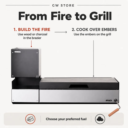 Bosca Pack Block Wood Brazier 250 + Block 750 30" Built-in Grill | BOSCA