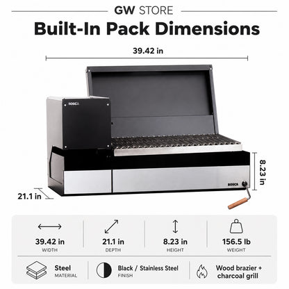 Bosca Pack Block Wood Brazier 250 + Block 750 30" Built-in Grill | BOSCA