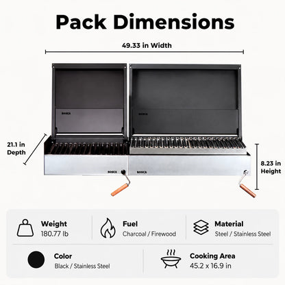 Bosca Pack Block 500 20" Built-in Charcoal Grill + Block 750 30" Built-in Grill | BOSCA
