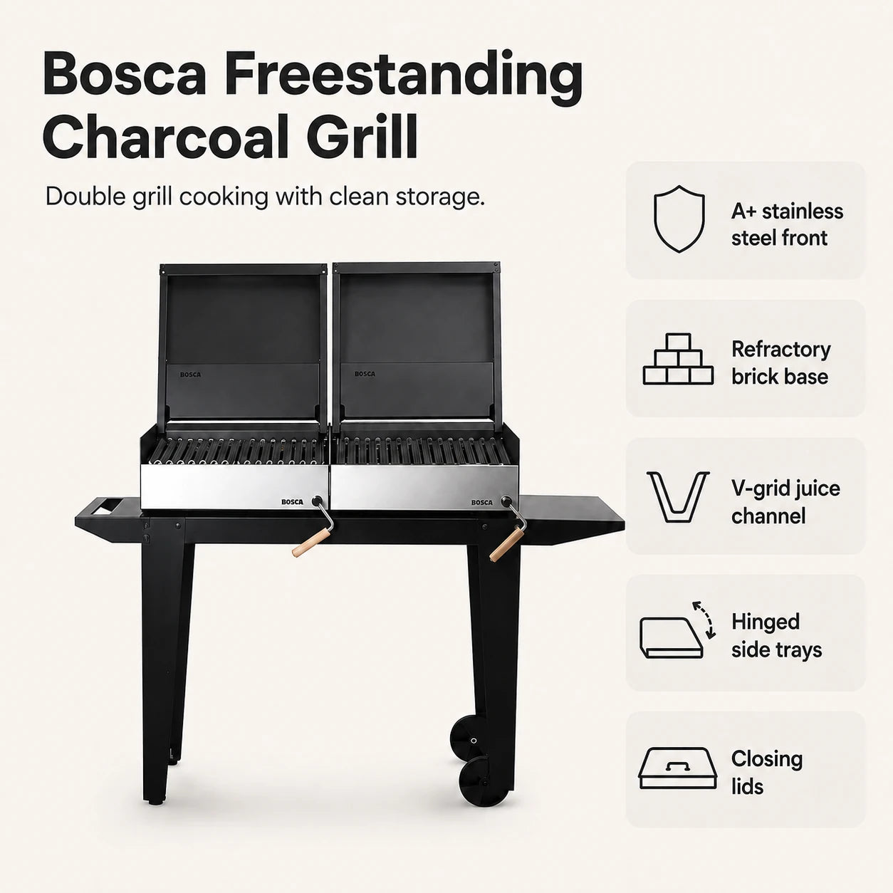 Bosca Roble Freestanding Charcoal Grill | BOSCA