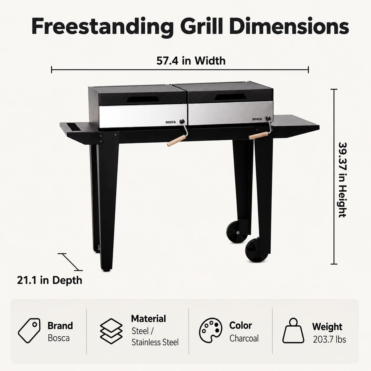 Bosca Roble Freestanding Charcoal Grill | BOSCA