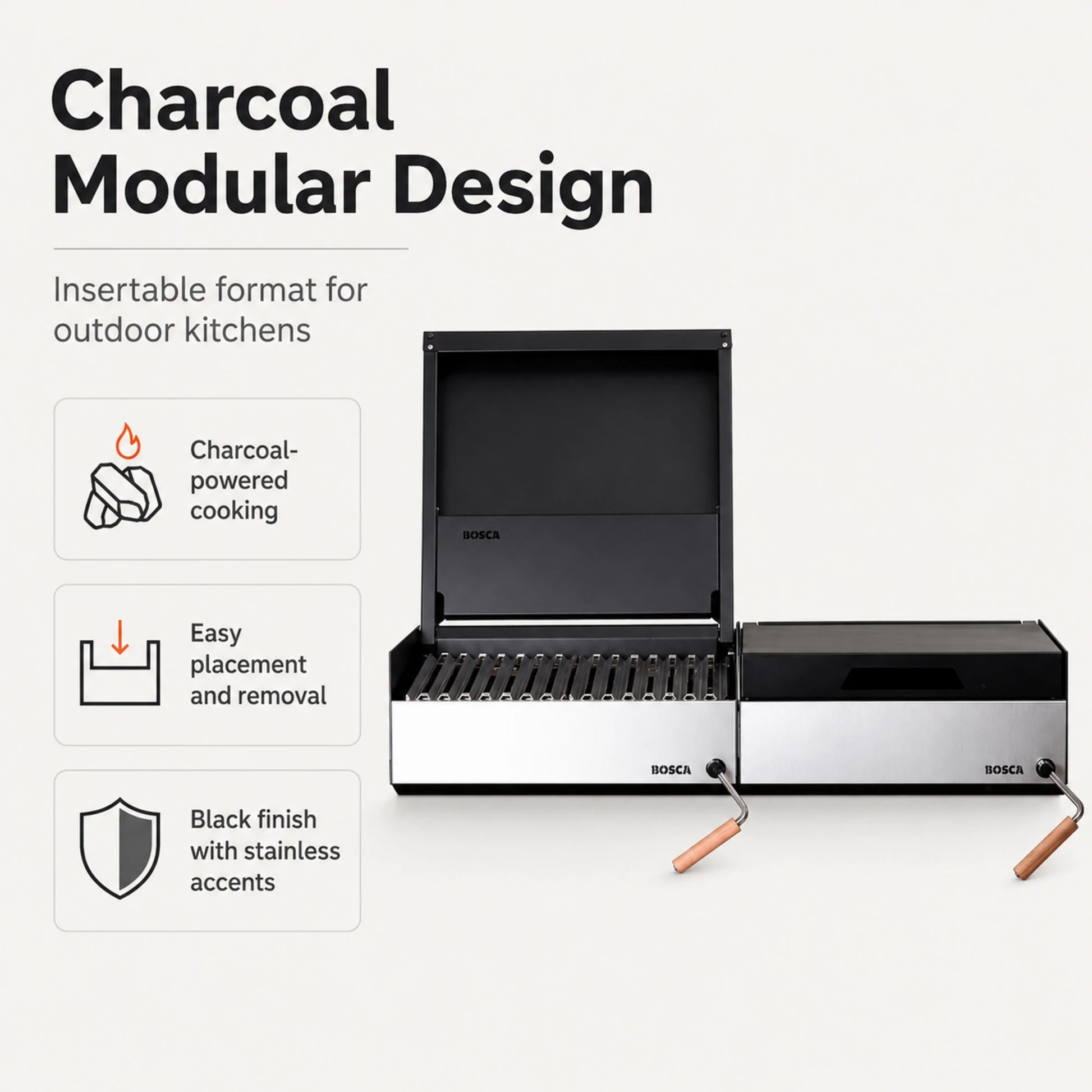 Bosca Pack Block 500 20" + Block 500 20" Built-in Charcoal Grill | BOSCA