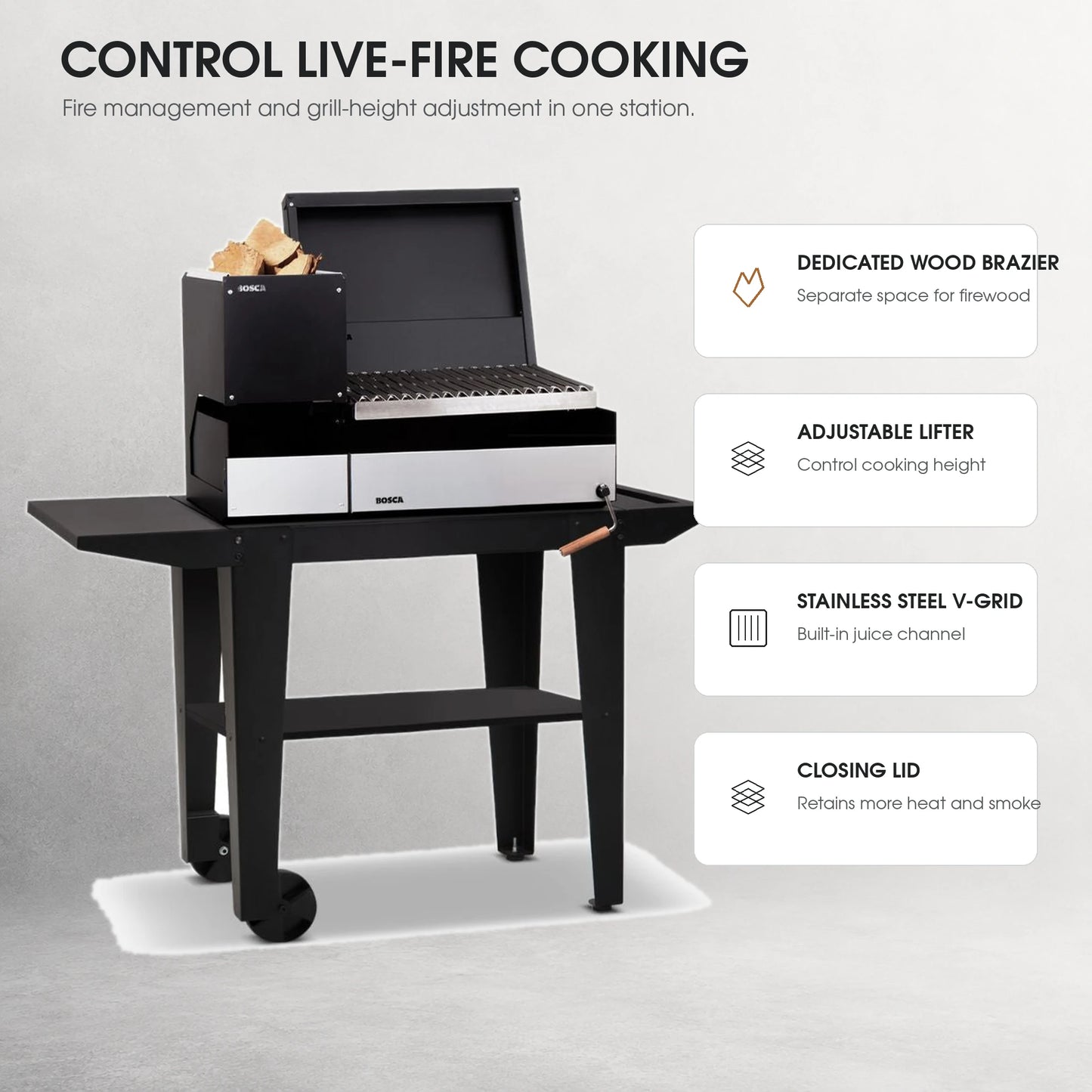 Bosca Block Puelo Freestanding Charcoal Grill | BOSCA