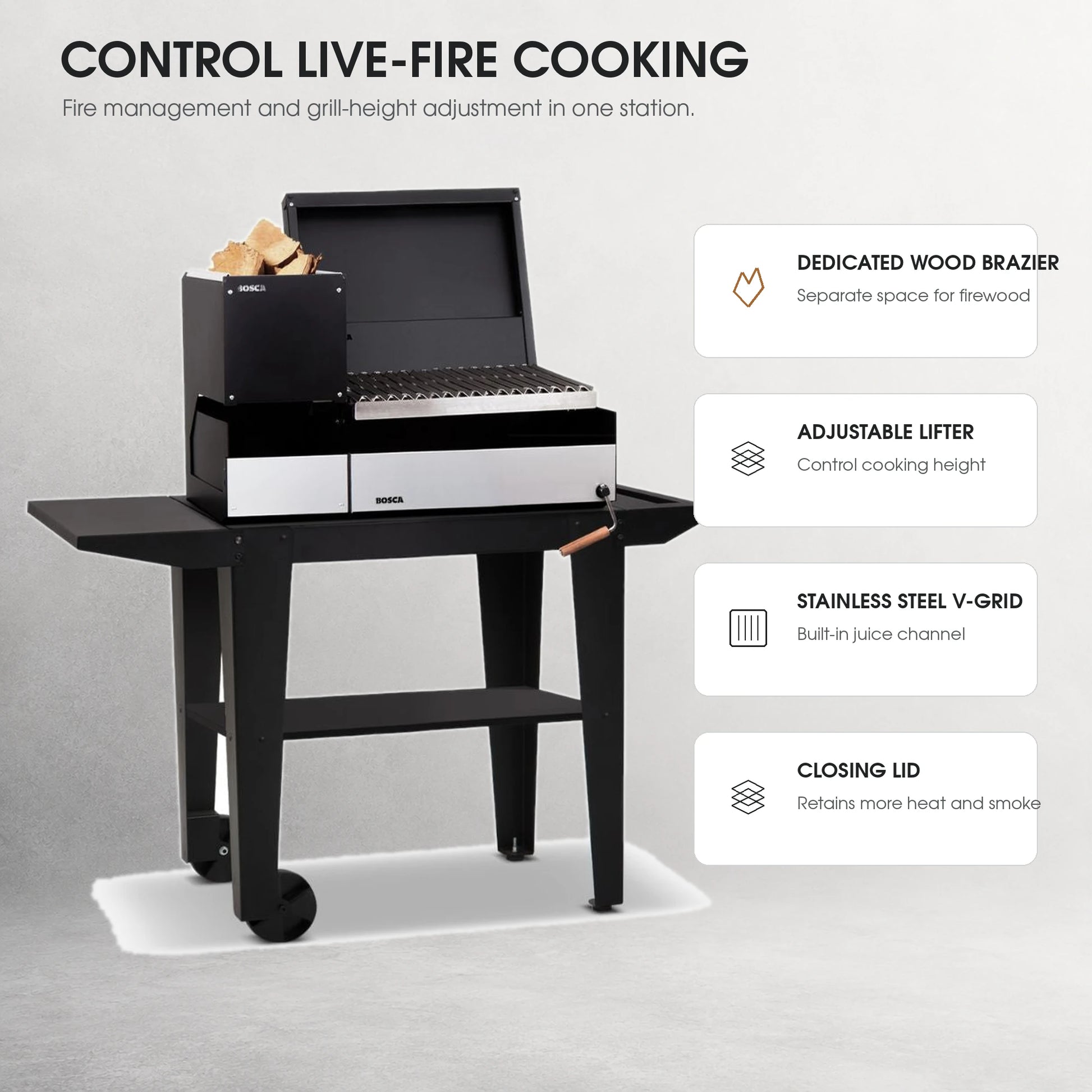 Bosca Block Puelo Freestanding Charcoal Grill | BOSCA