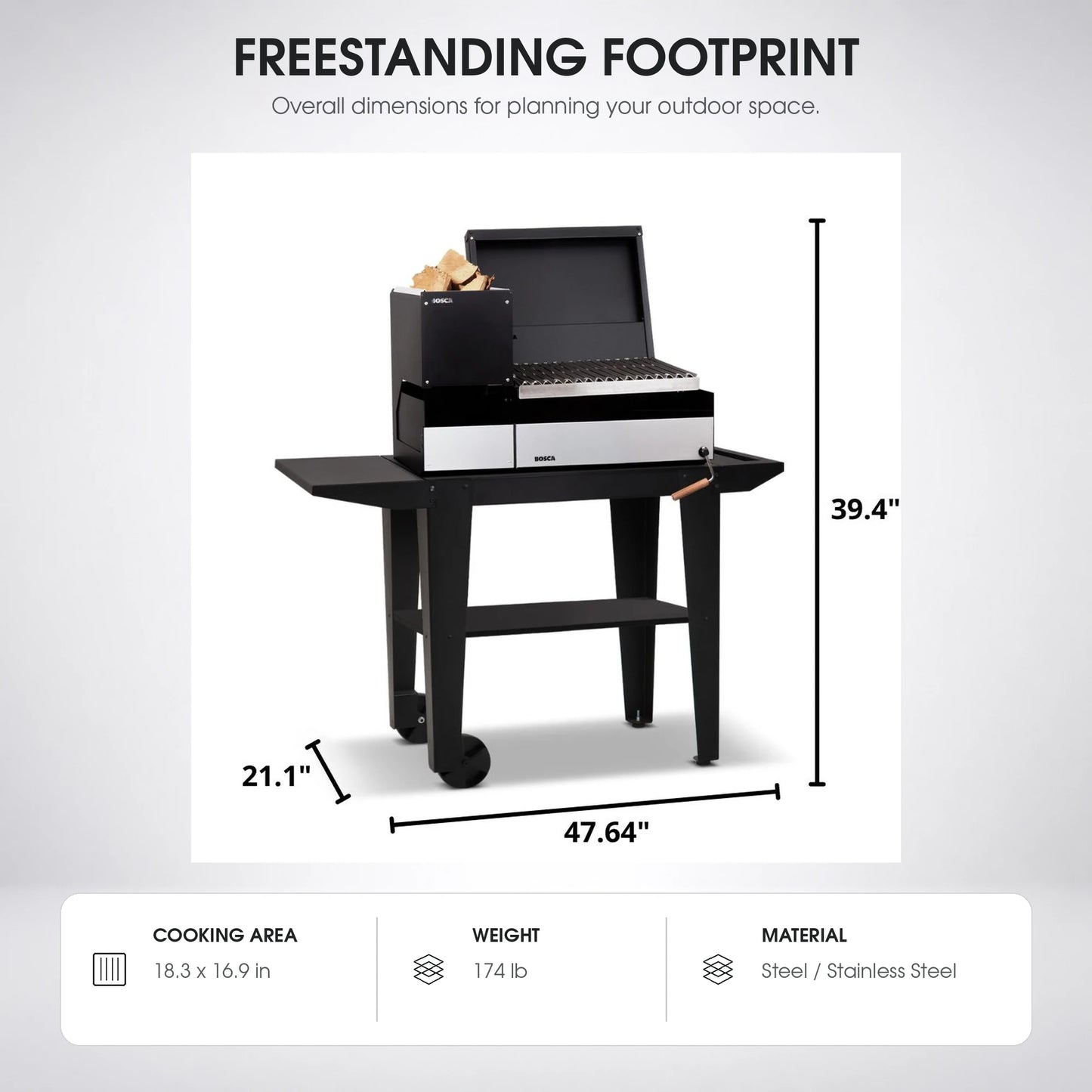 Bosca Block Puelo Freestanding Charcoal Grill | BOSCA