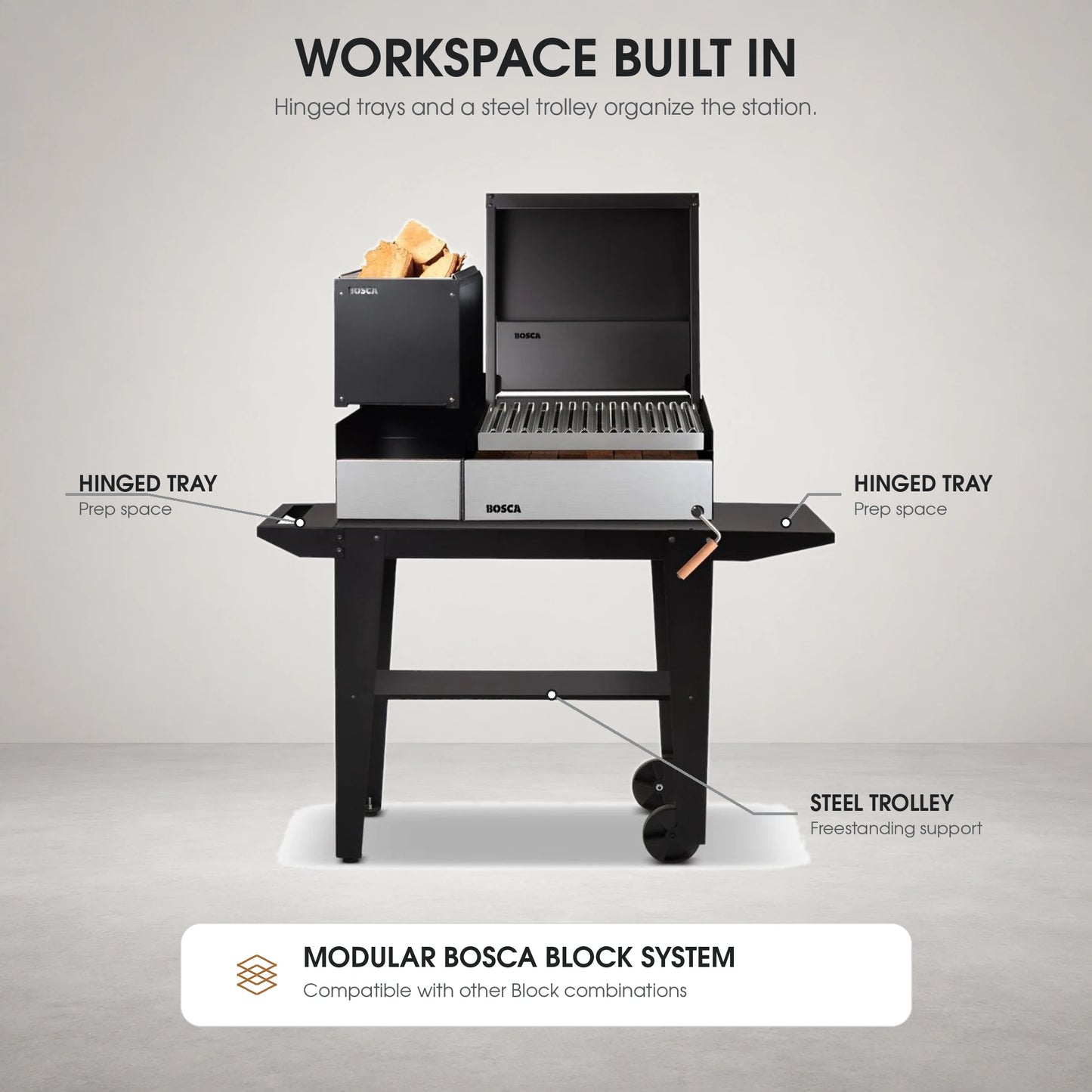 Bosca Block Puelo Freestanding Charcoal Grill | BOSCA