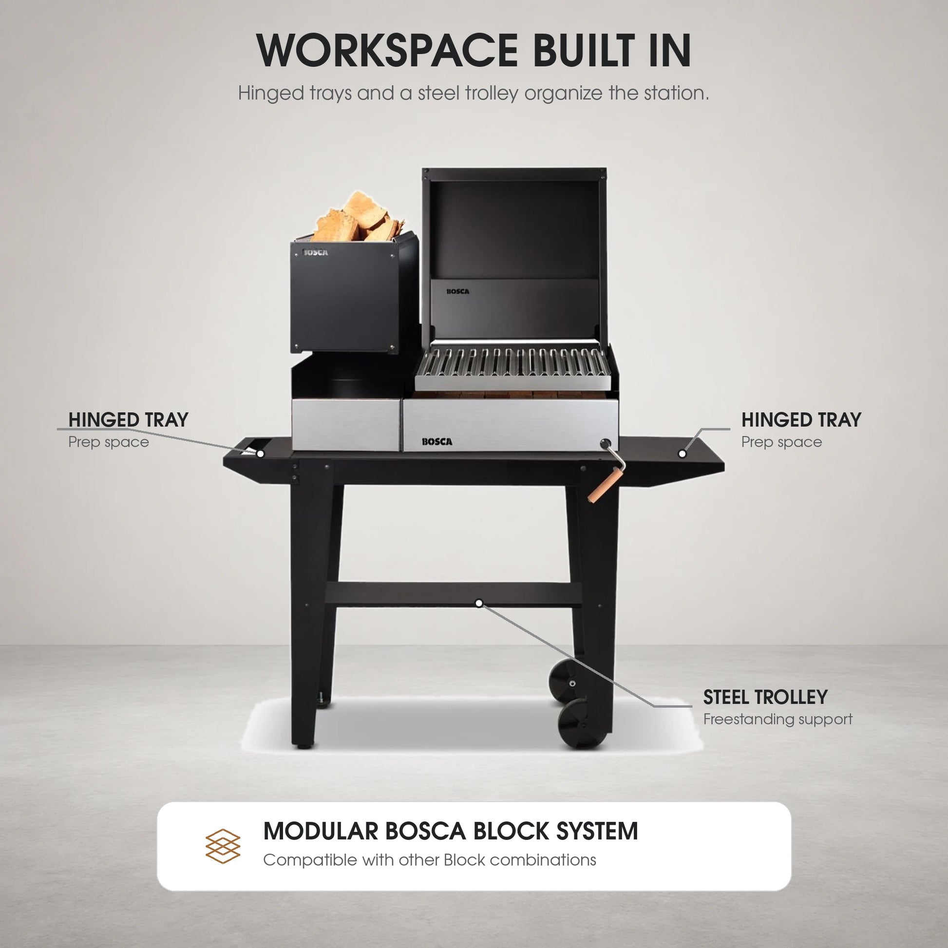 Bosca Block Puelo Freestanding Charcoal Grill | BOSCA