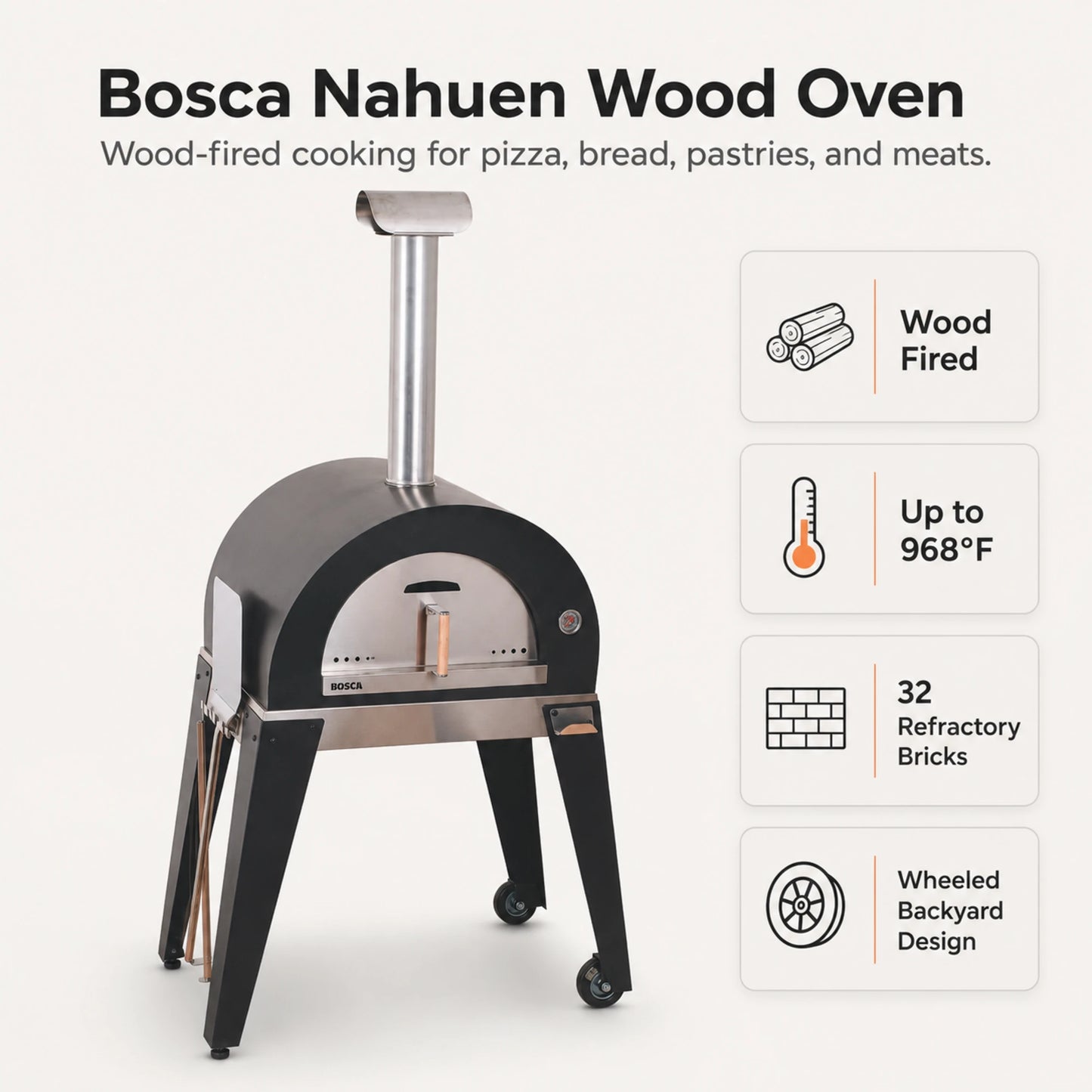 Bosca Nahuen 41 Inch Outdoor Wood Fired Pizza Oven | BOSCA