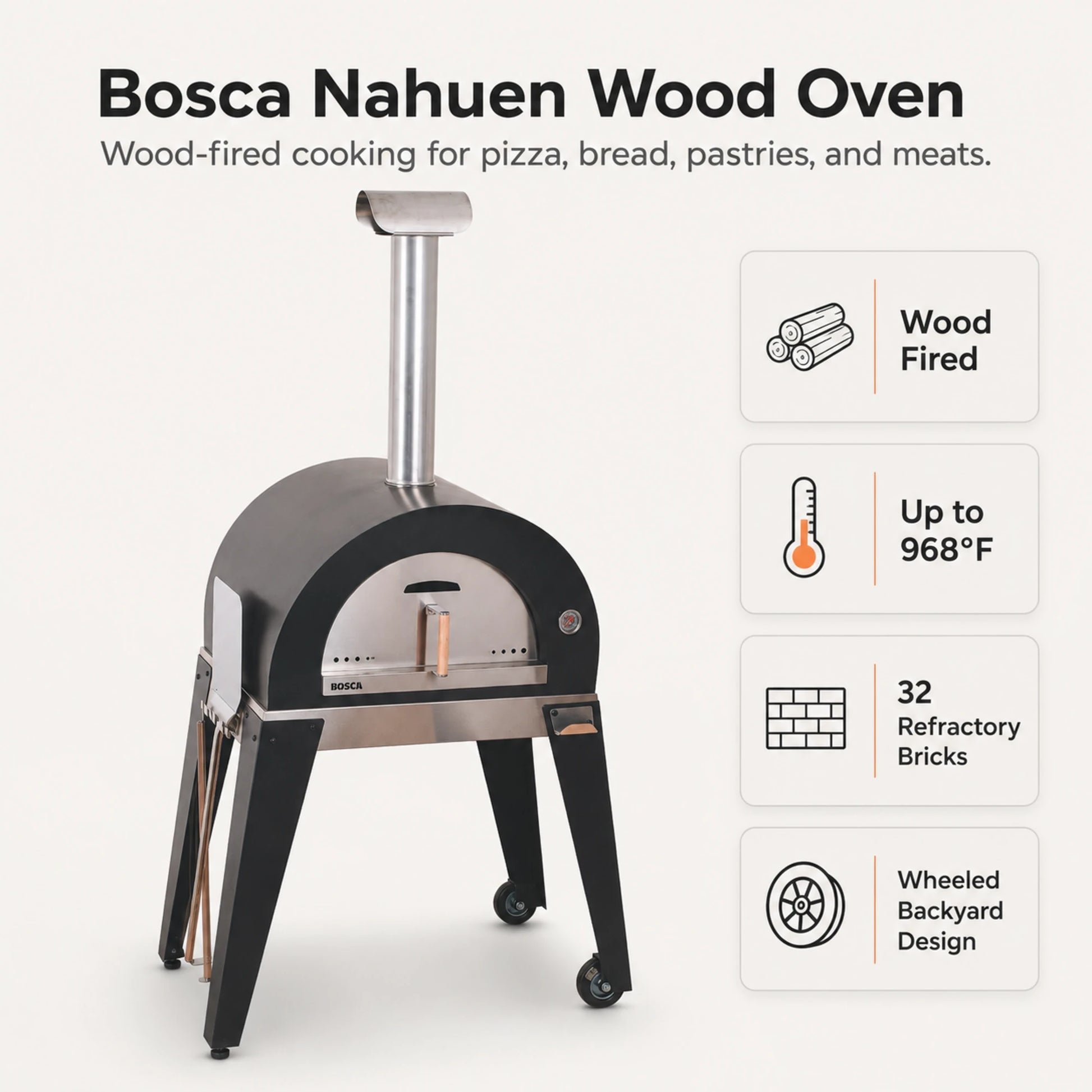 Bosca Nahuen 41 Inch Outdoor Wood Fired Pizza Oven | BOSCA