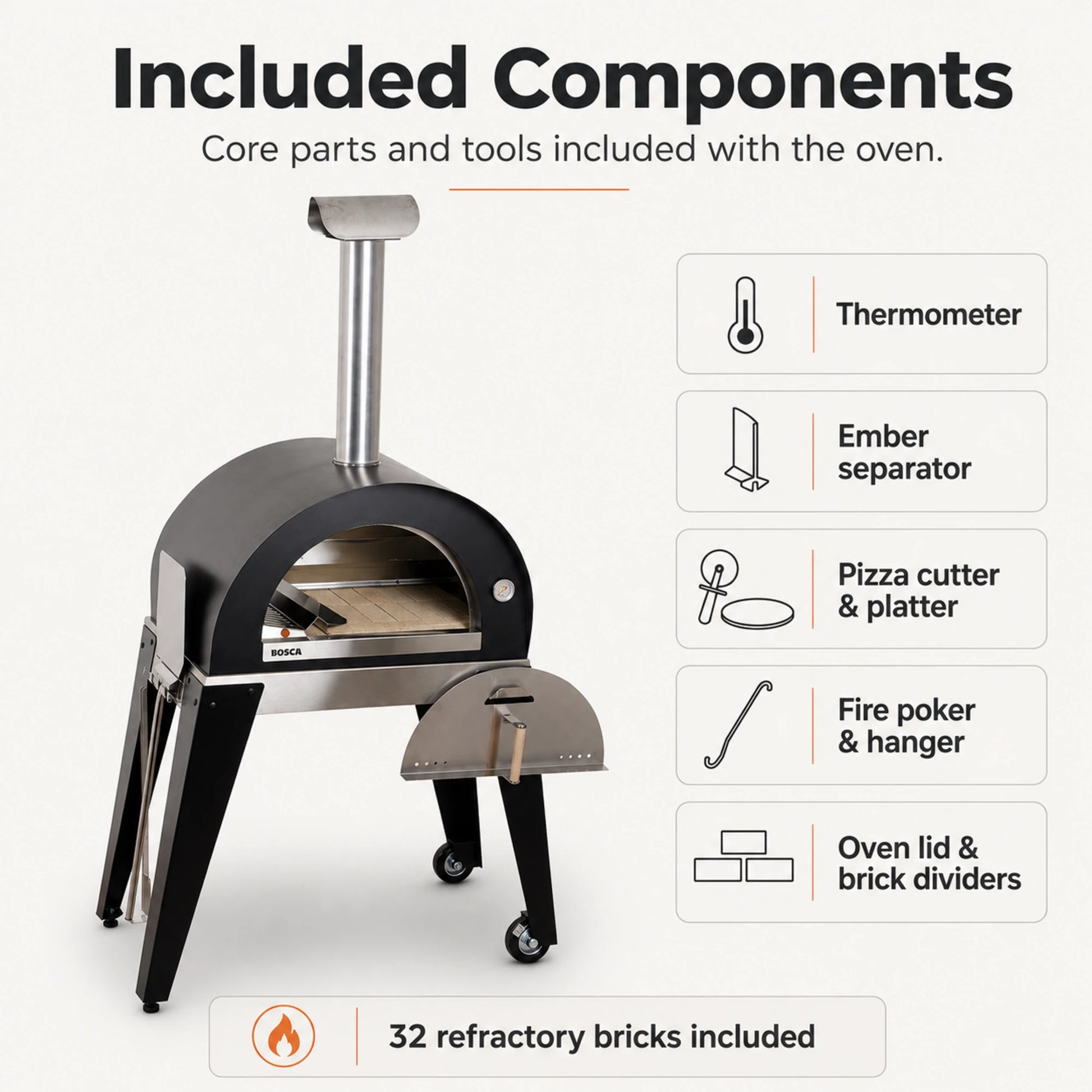 Bosca Nahuen 41 Inch Outdoor Wood Fired Pizza Oven | BOSCA