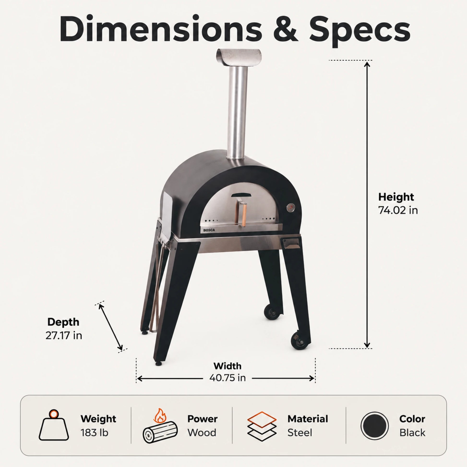 Bosca Nahuen 41 Inch Outdoor Wood Fired Pizza Oven | BOSCA