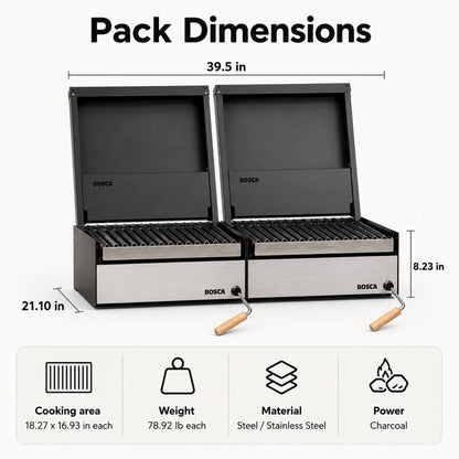 Bosca Pack Block 500 20" + Block 500 20" Built-in Charcoal Grill | BOSCA