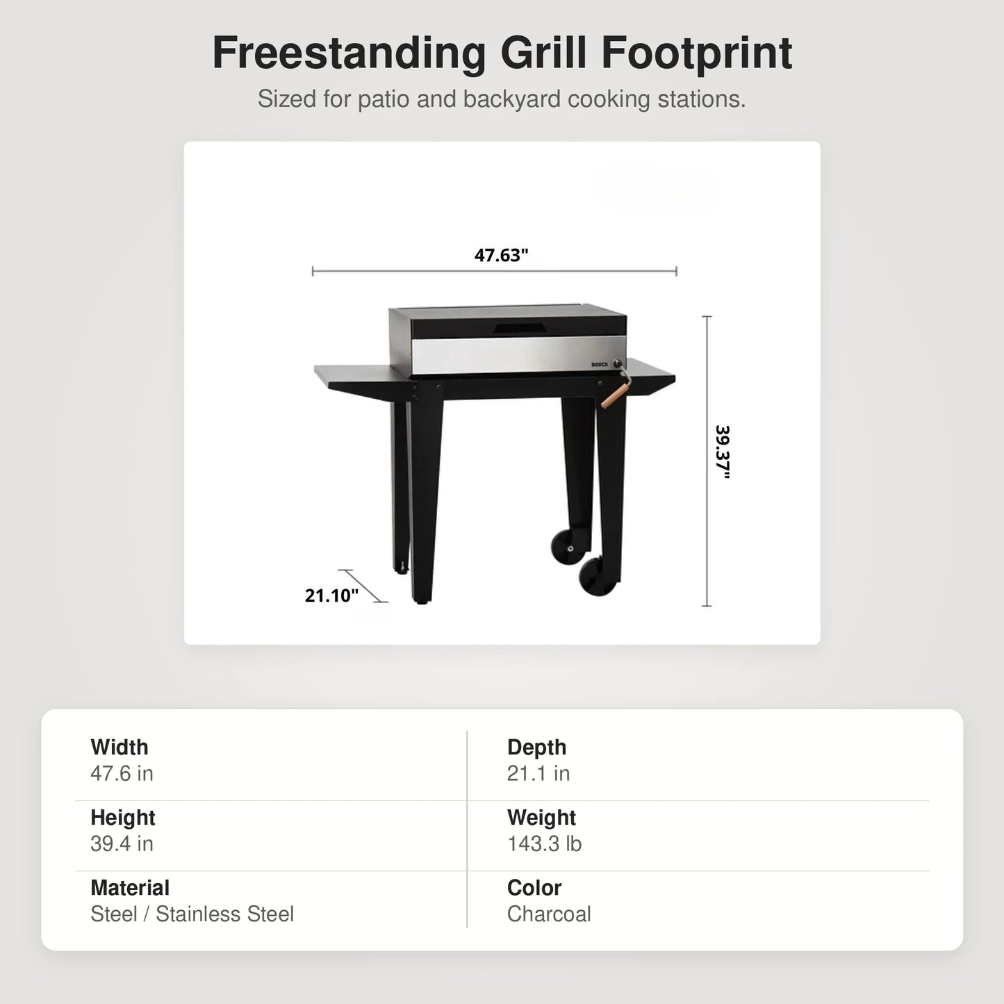 Bosca Quillay Freestanding Charcoal Grill | BOSCA